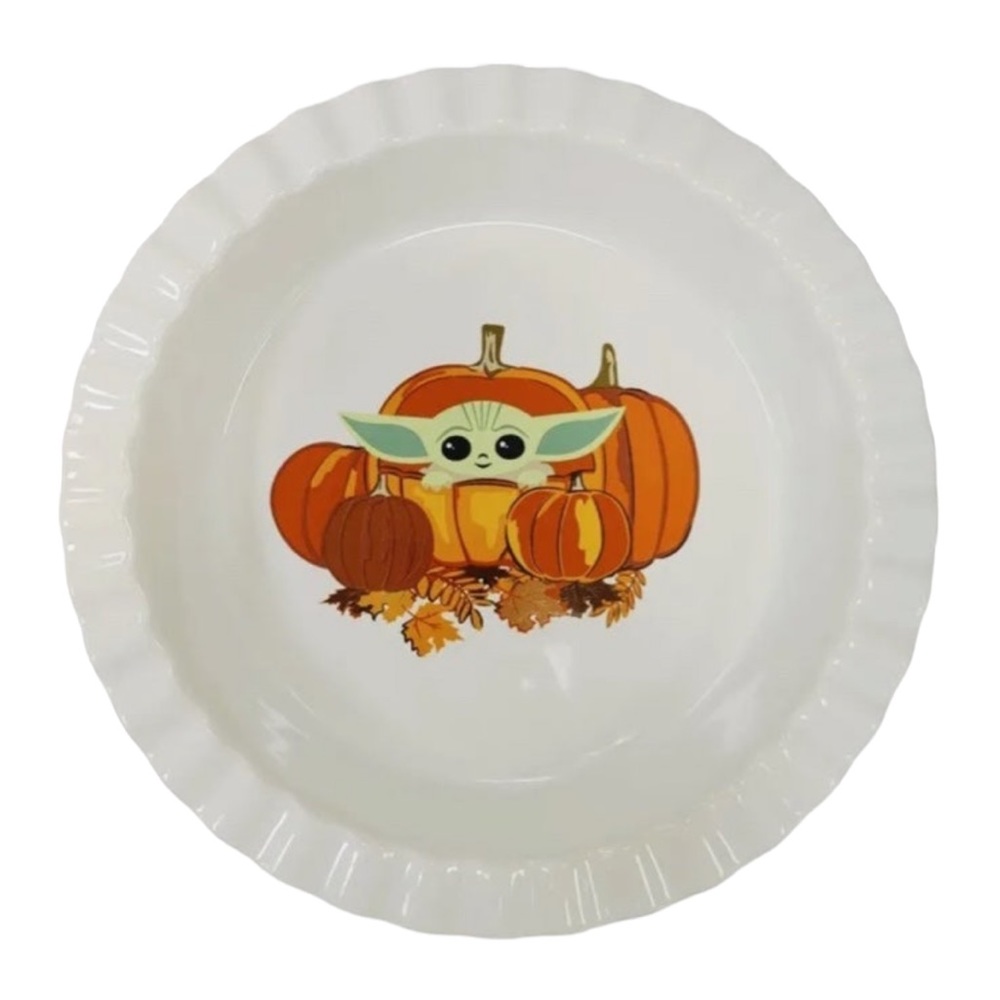 Mandalorian Pie Plate Grogu‎ Baby Yoda Stoneware PUMPKIN Pie Disney Star Wars